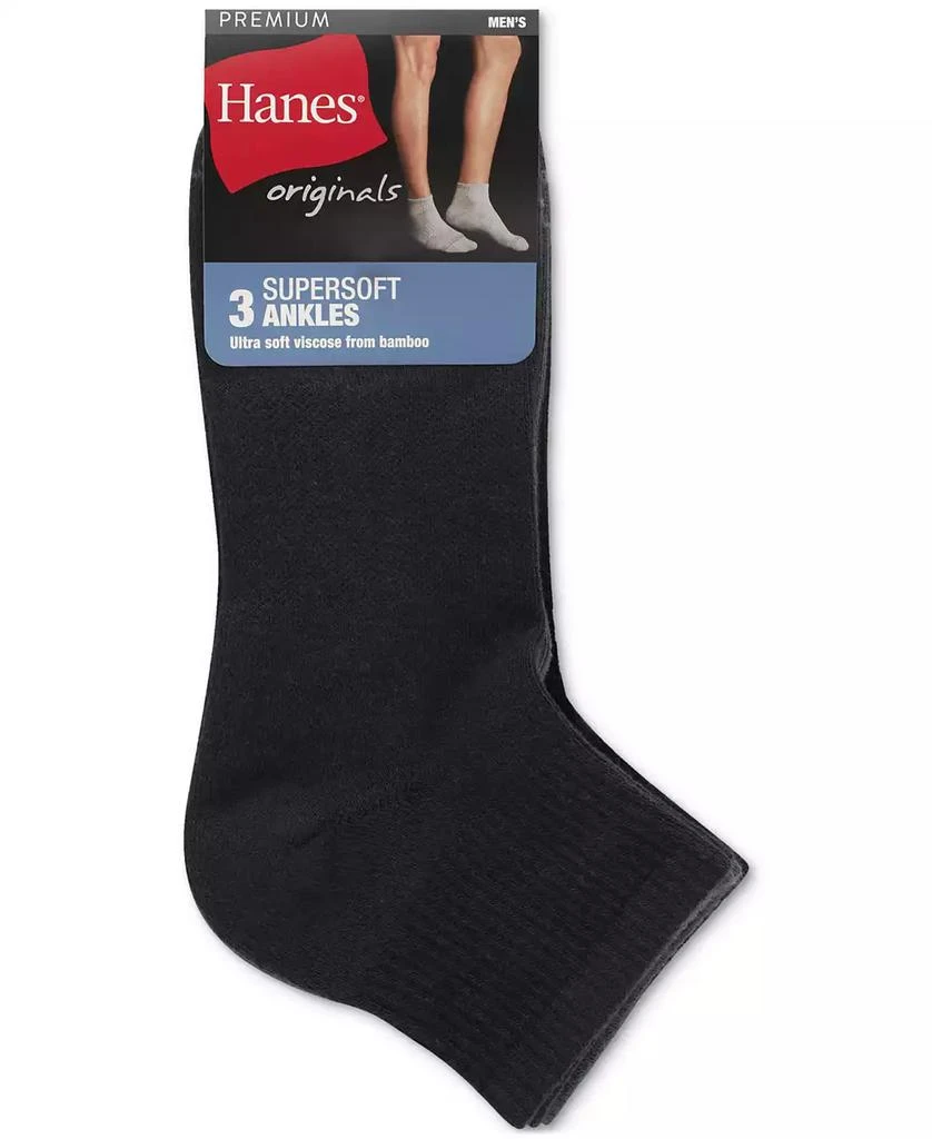 Hanes Men's Originals Premium SuperSoft Ankle Socks, 3-Pack 2