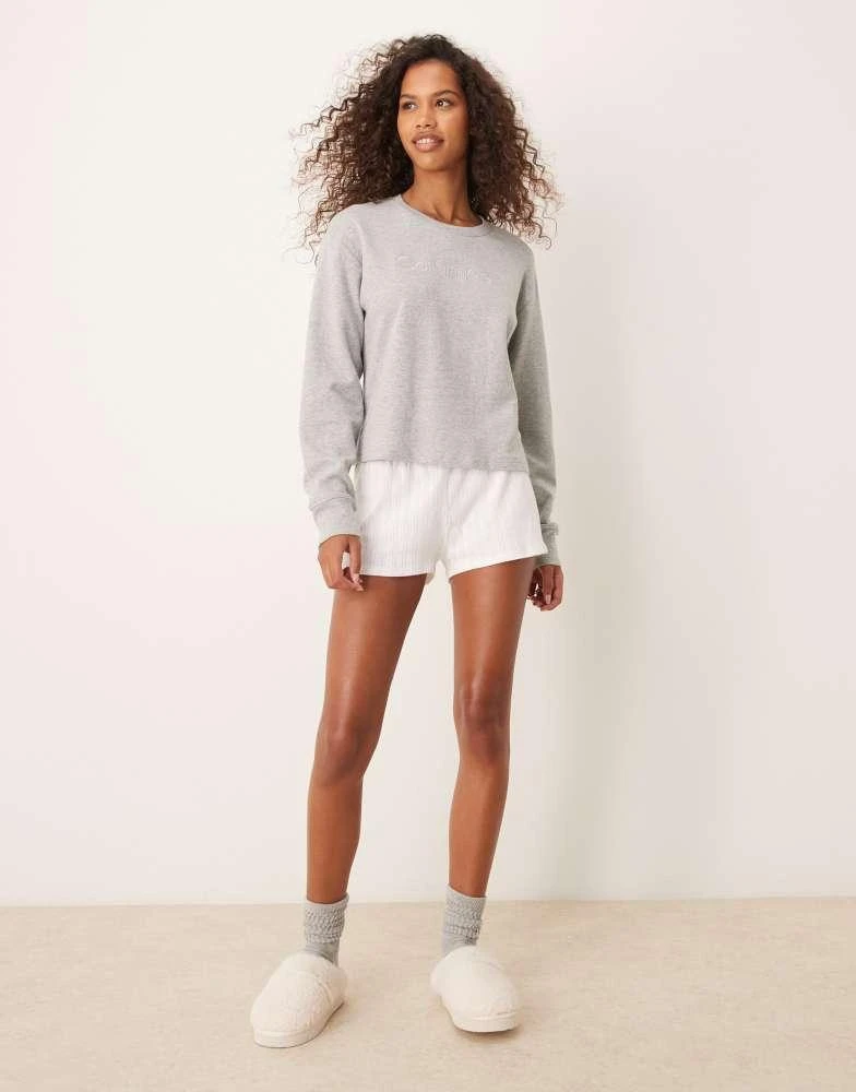 Calvin Klein Calvin Klein Modern Terry relaxed crew neck logo sweatshirt in grey 2