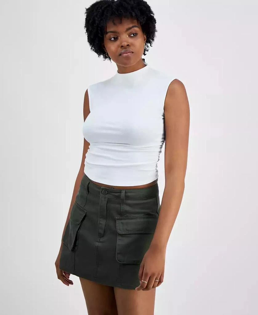 Almost Famous Juniors' Funnel Neck Ruched Sleeveless Top 1