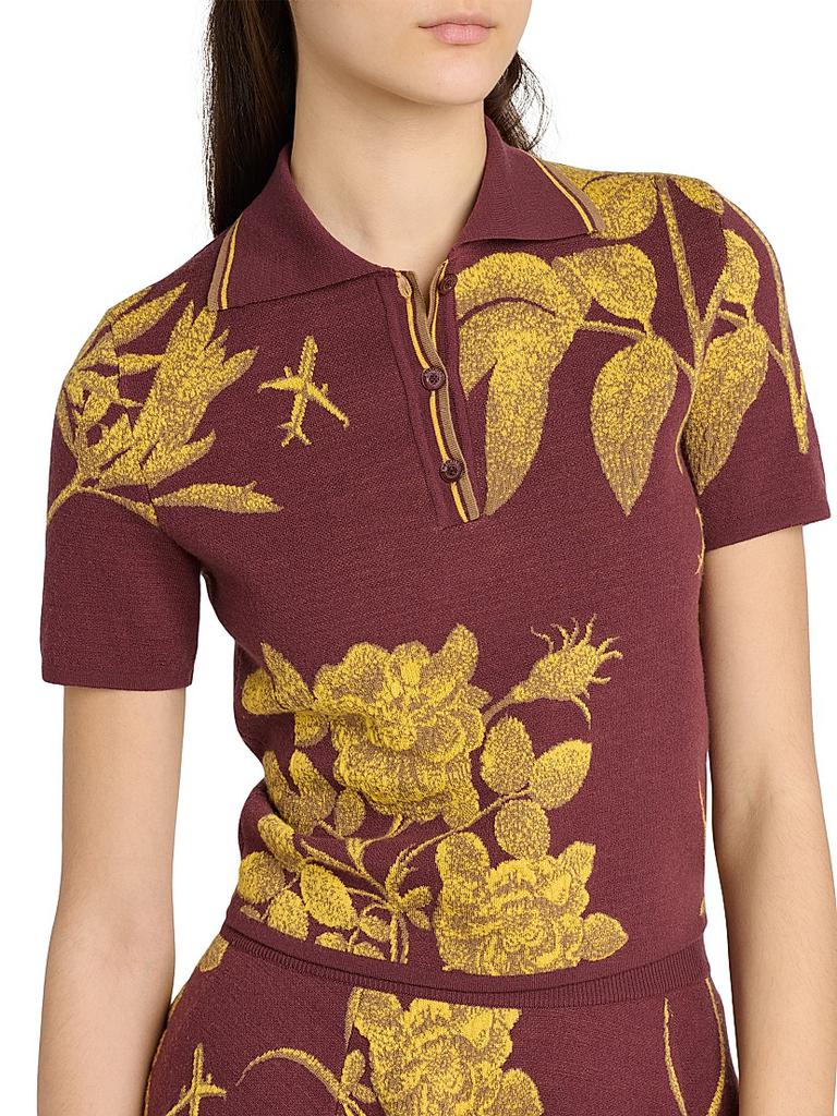 Moschino Floral Virgin Wool Polo Sweater - Sweaters - BeyondStyle