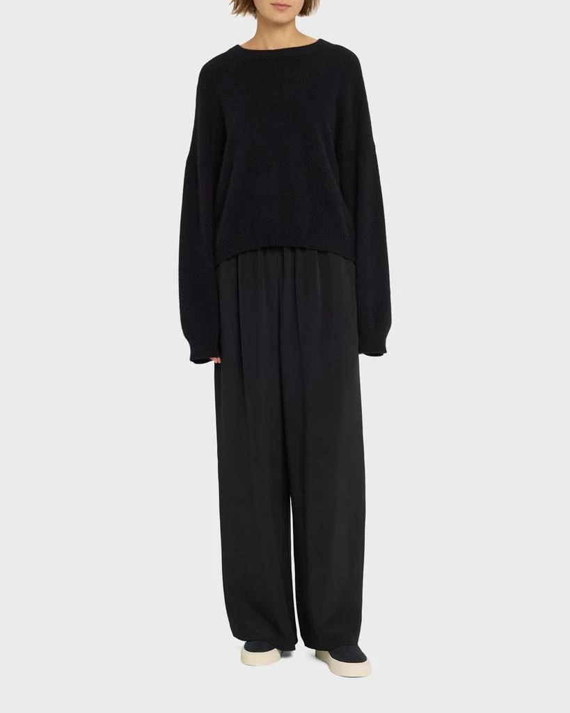 Eskandar Flared Midweight Crepe Trousers 2