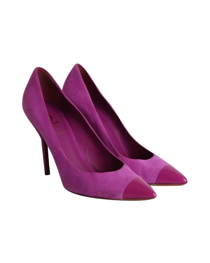 Yves Saint Laurent Patent Toe Pumps in Purple Suede 3