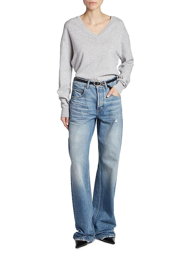 Yves Saint Laurent Oval Buckle Thin Belt In Smooth Leather 3