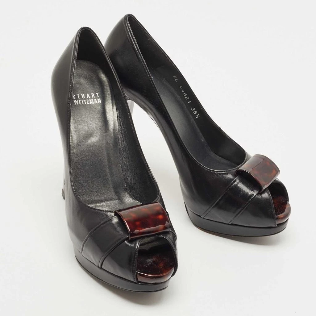Stuart Weitzman Stuart Weitzman Black Leather Peep Toe Platform Pumps Size 38.5 4