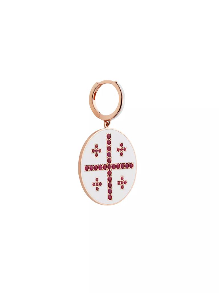 Ileana Makri Liberty 18K Rose Gold, Enamel & Ruby Jerusalem Cross Drop Earrings