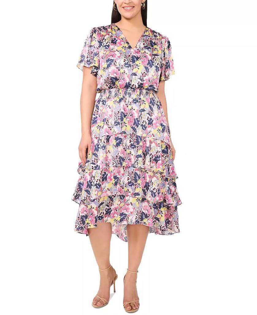 Vince Camuto Plus Size Floral-Print Surplice Tiered Maxi Dress 1