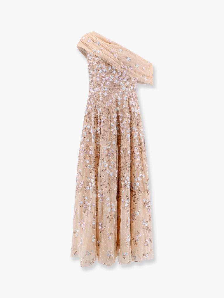 Needle & Thread One-shoulder long dress with multicolor embroidery