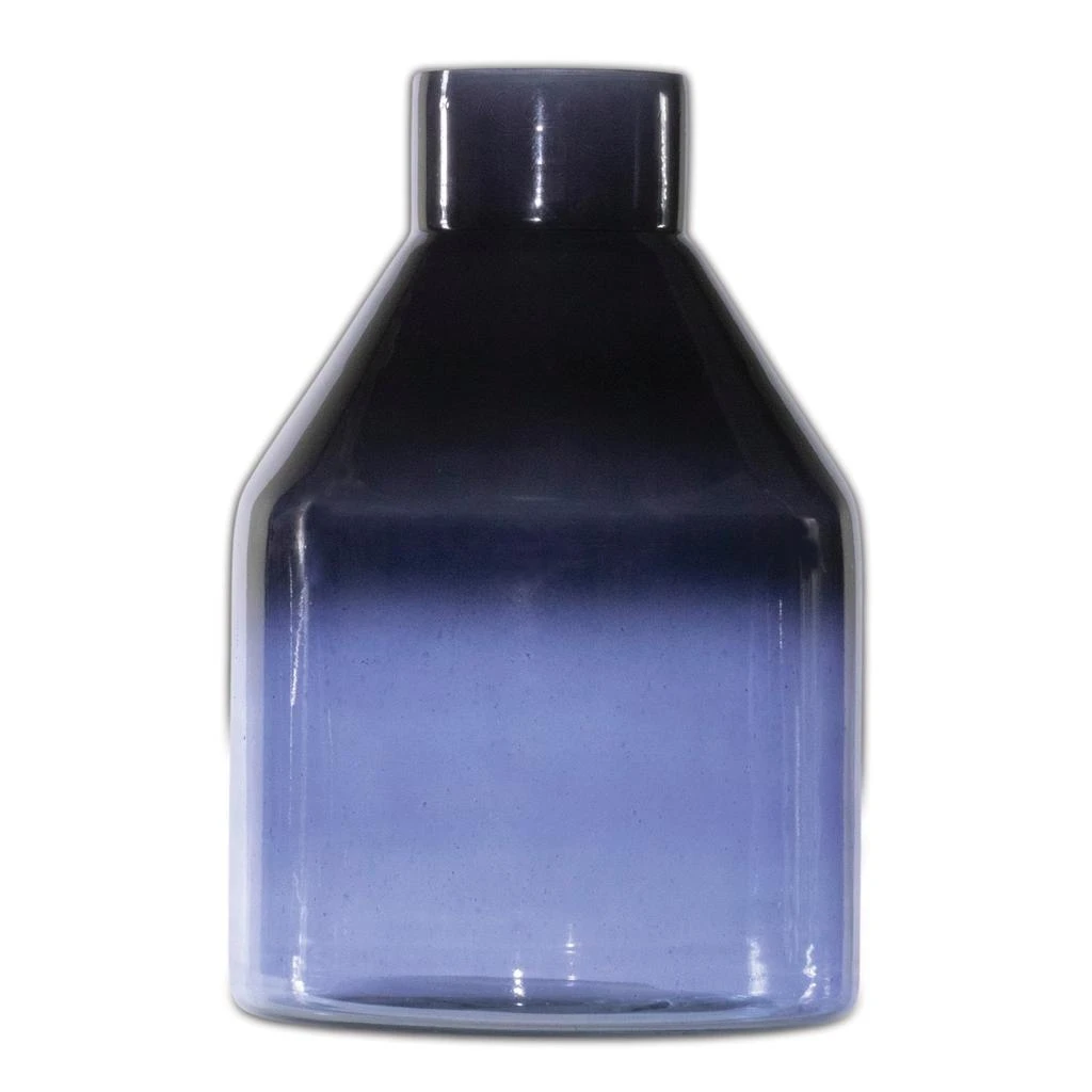 Melrose International Blue Soda Lime Glass Bottle Vase 7"H - Blue
