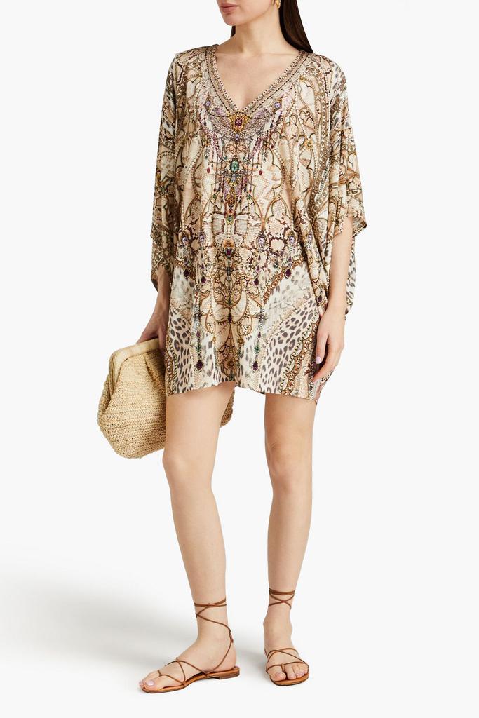 Camilla Crystal-embellished printed jersey mini dress