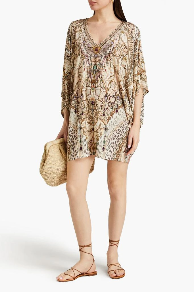 CAMILLA Crystal-embellished printed jersey mini dress 2