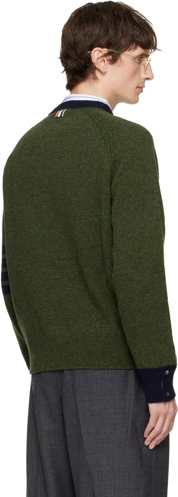 Thom Browne Green Jersey Stitch Raglan Sleeve Sweater 3