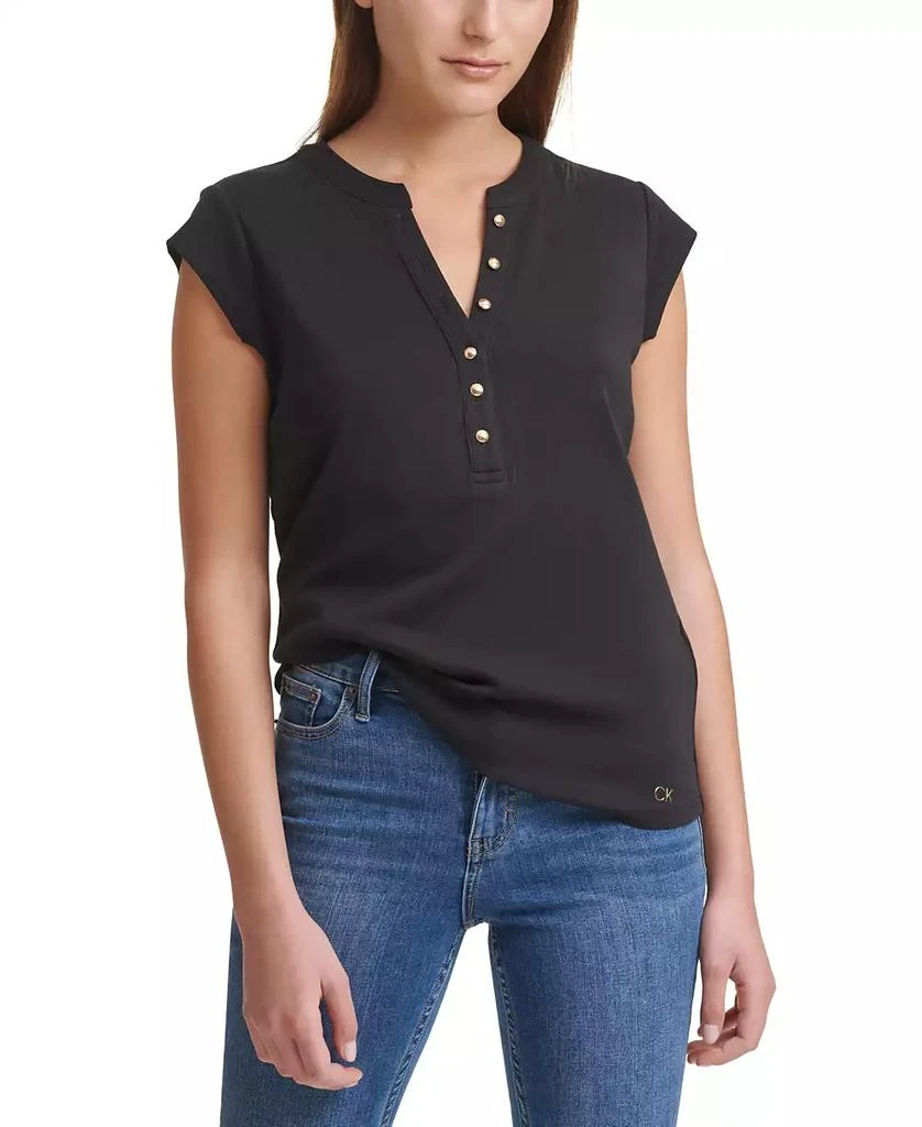 Calvin Klein Cap Sleeve Henley 1