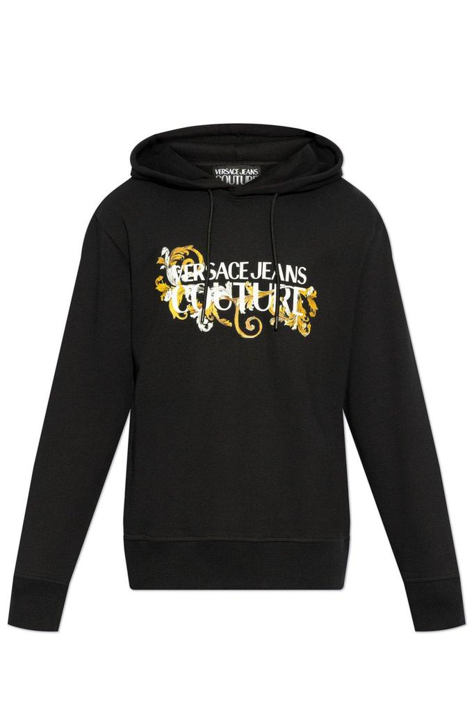 Versace★素敵！Black Logo Barocco Print Hooded Hoodie Versace Jeans Couture Barocco-print zip-up Hoodie | Black
