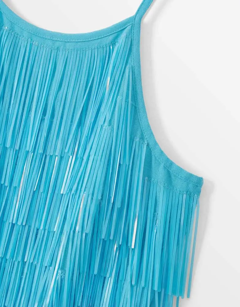 ASOS ASOS DESIGN all over shard sequin midi dress in bright blue 8
