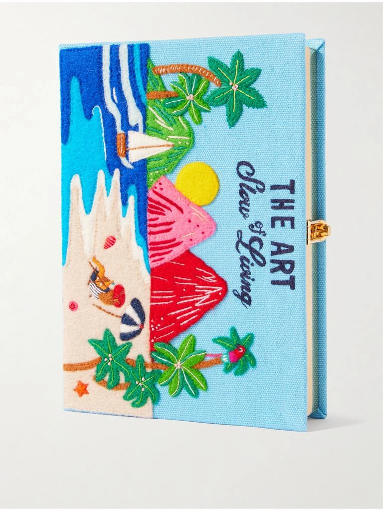 Olympia Le-Tan + Mlle Mouns The Art Of Slow Living Embroidered Appliquéd Canvas Clutch