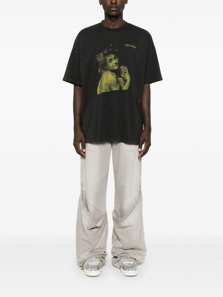 Off-White  BLACK COTTON T-SHIRT WITH LOGO PRINT 3