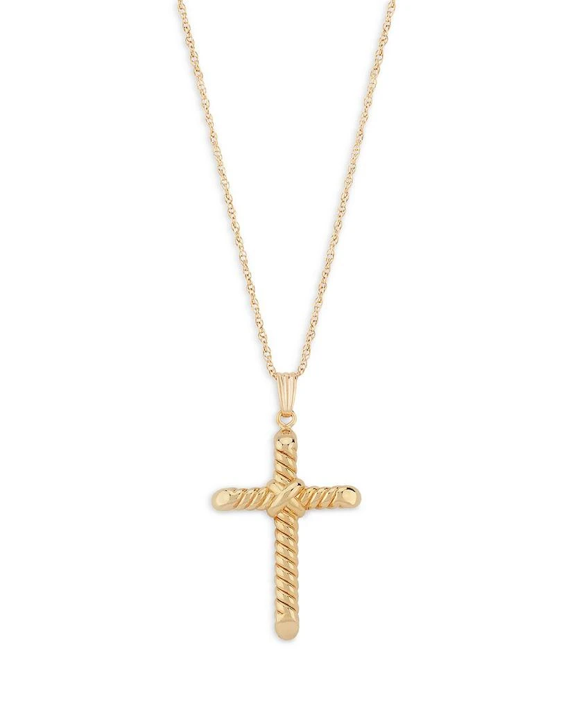 Bloomingdale's Fine Collection Swirl Cross Pendant Necklace in 14K Yellow Gold, 18" - Exclusive 1