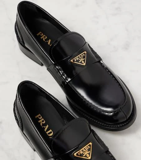 Prada Logo brushed leather loafers 5