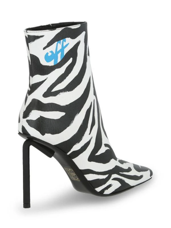 Off-White High Allen 100MM Zebra Print Leather Booties 3