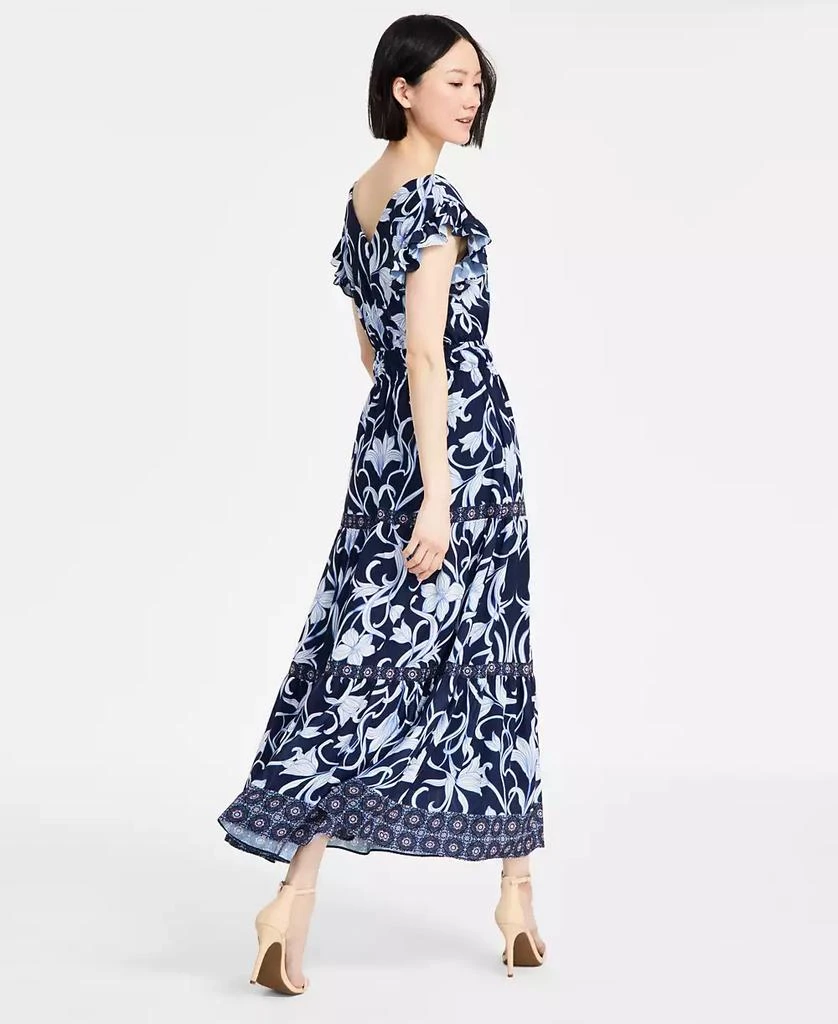 Anne Klein Women's Printed Border-Trim Drawstring Maxi Dress 5