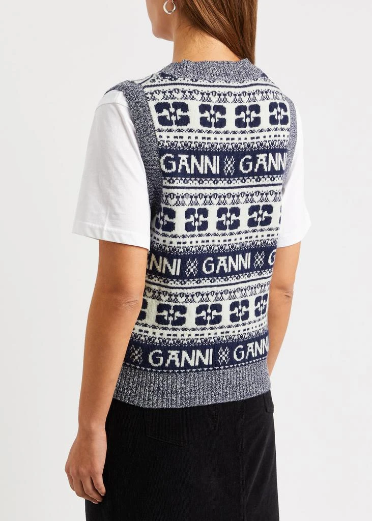 Ganni Logo-intarsia wool-blend vest 3