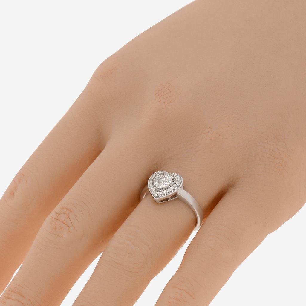 Bliss Bliss By Damiani 18K White Gold, Diamond Heart Band Ring Sz 6.5 20087973