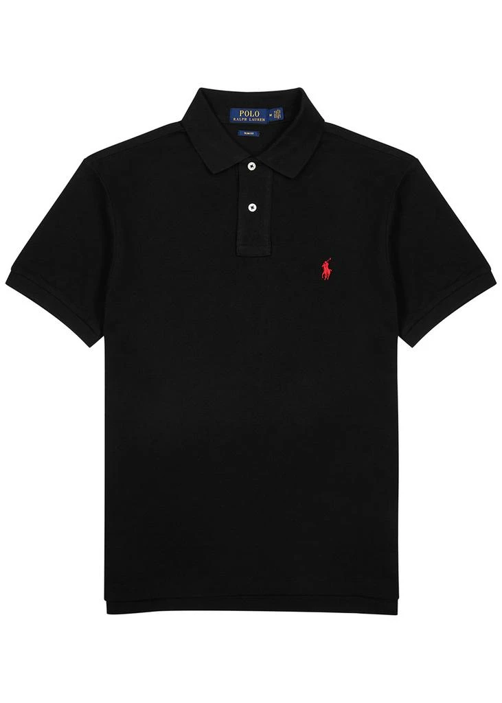 Ralph Lauren Black slim piqué cotton polo shirt 1