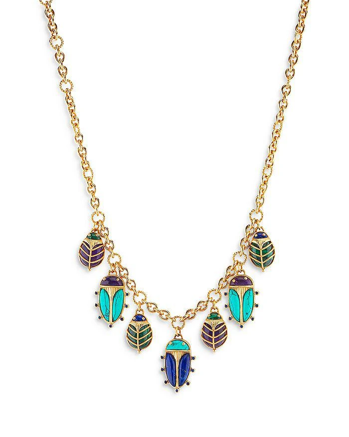 Capucine De Wulf Multi Gemstone Scarab Family Charm Necklace, 16-18"