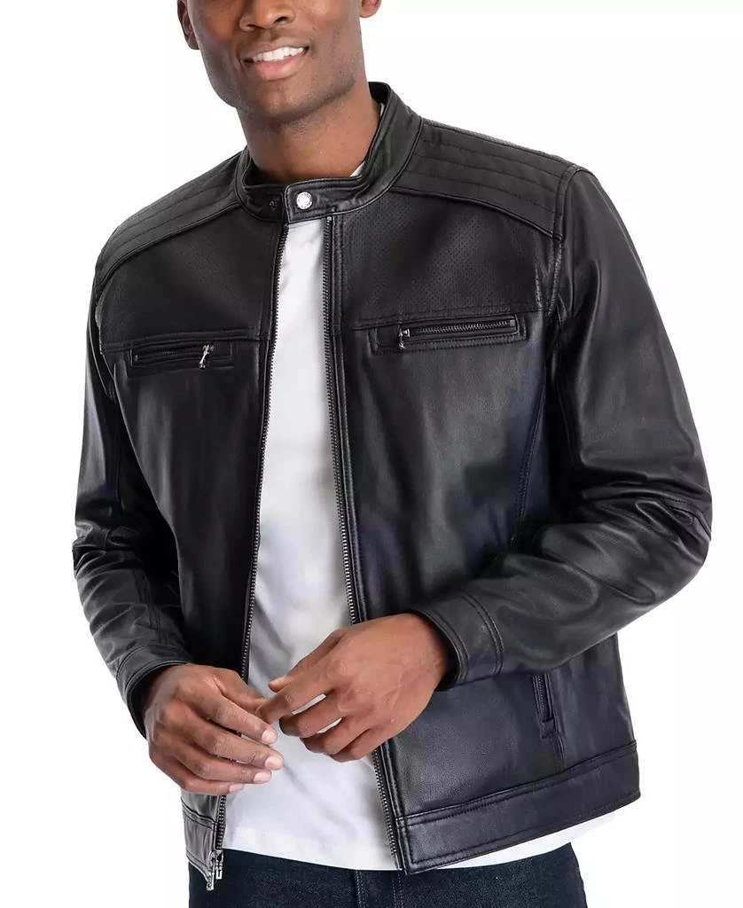 Michael Kors Michael Kors Men's Perforated Leather Moto Jacket, Created for Macy's 4