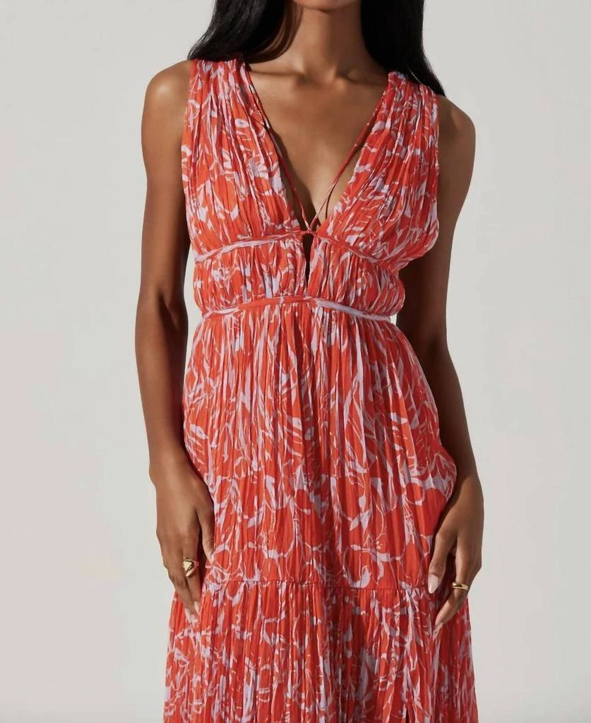 ASTR Pescadero Pleated Maxi Dress In Red/orange Abstract 4