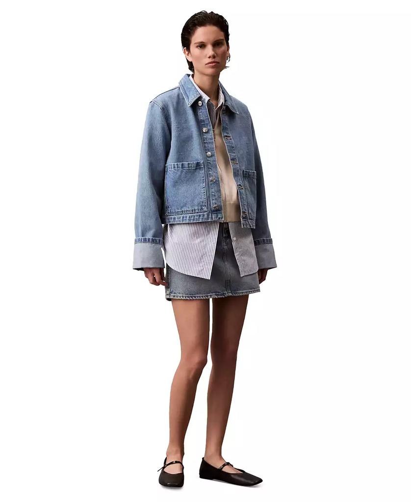 Calvin Klein Women's Cuffed Long-Sleeve Denim Jacket