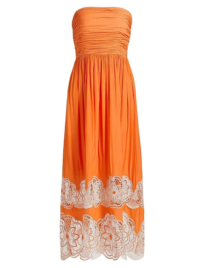 Ramy Brook Milani Strapless Floral Lace Midi-Dress 1