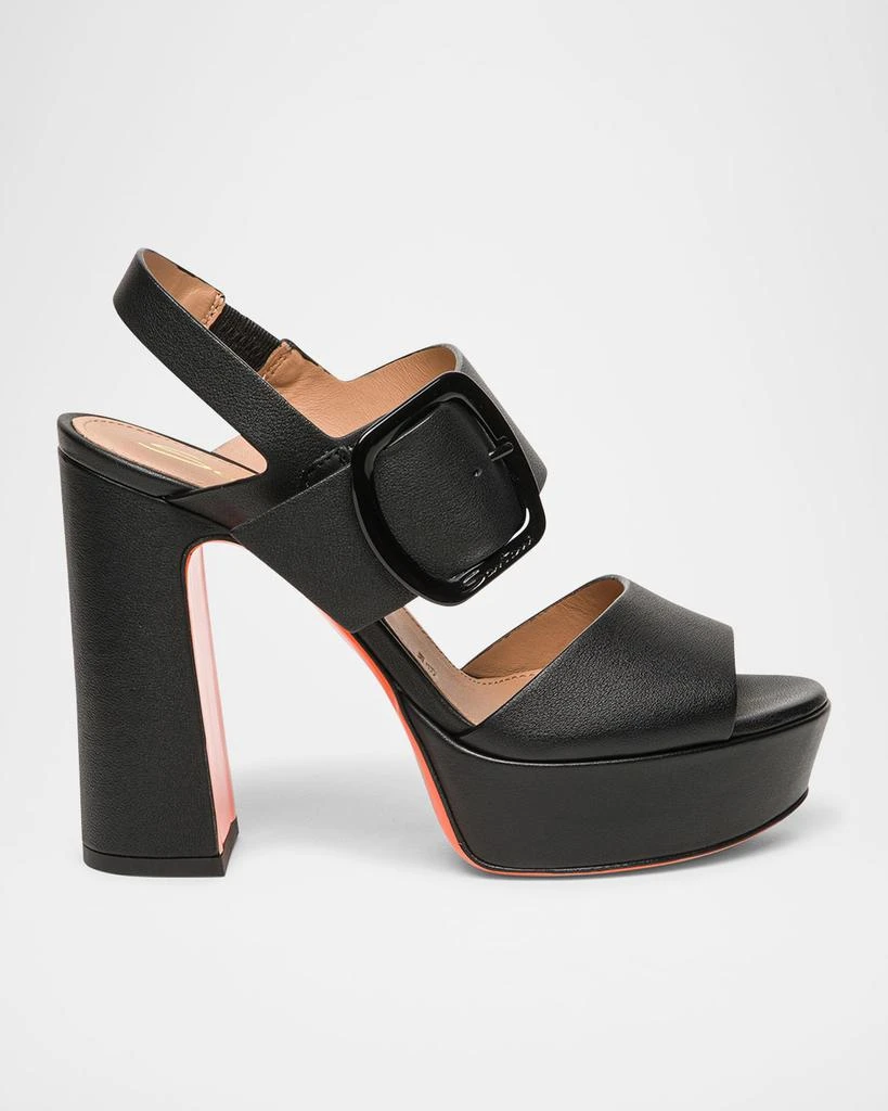 Santoni Bruxel Leather Buckle Platform Sandals 1