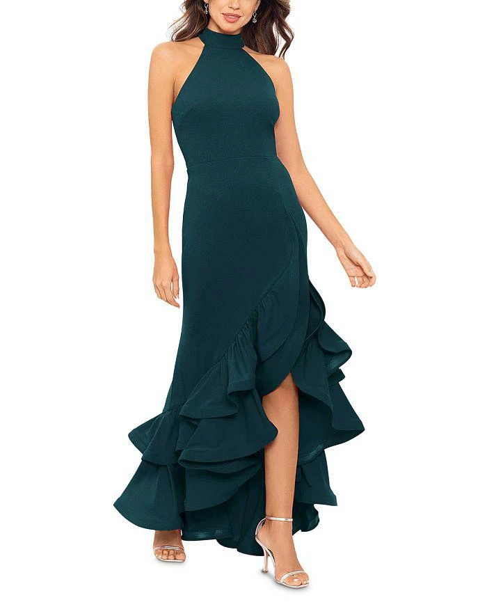 AQUA Racerback Ruffle Hem Gown - Exclusive 3