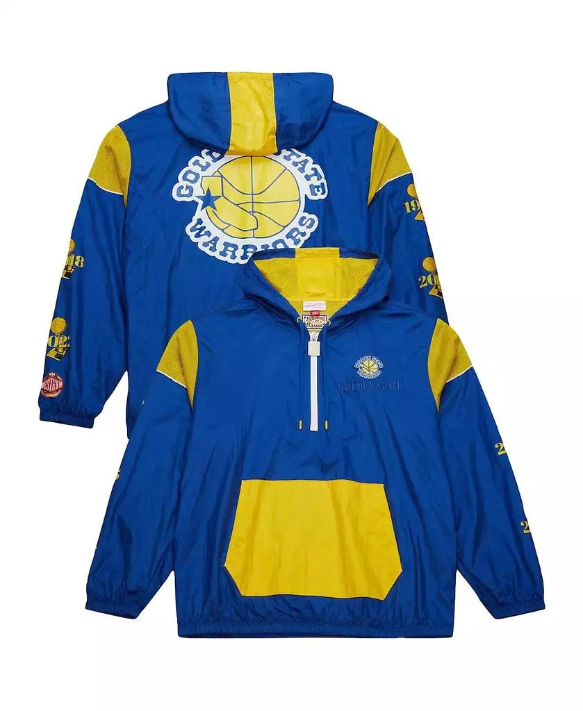 Mitchell 
Ness Men
s and Women
s Royal Golden State Warriors Hardwood Classics Team OG 3.0 Anorak Half-Zip Windbreaker Jacket