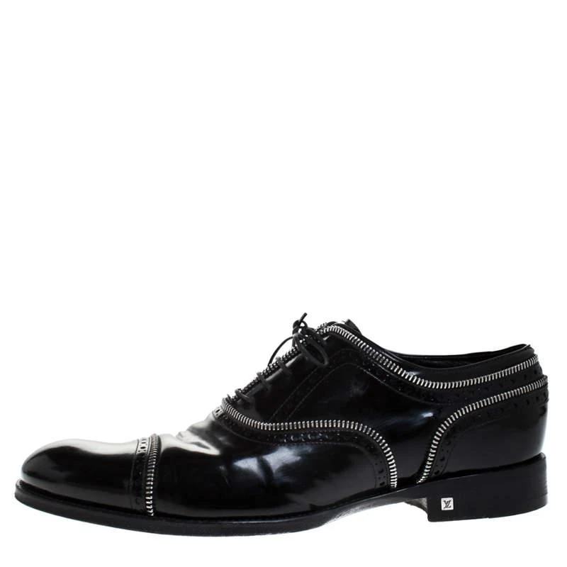 Louis Vuitton Louis Vuitton Black Patent Leather Lace Up Oxfords Size 41.5 2