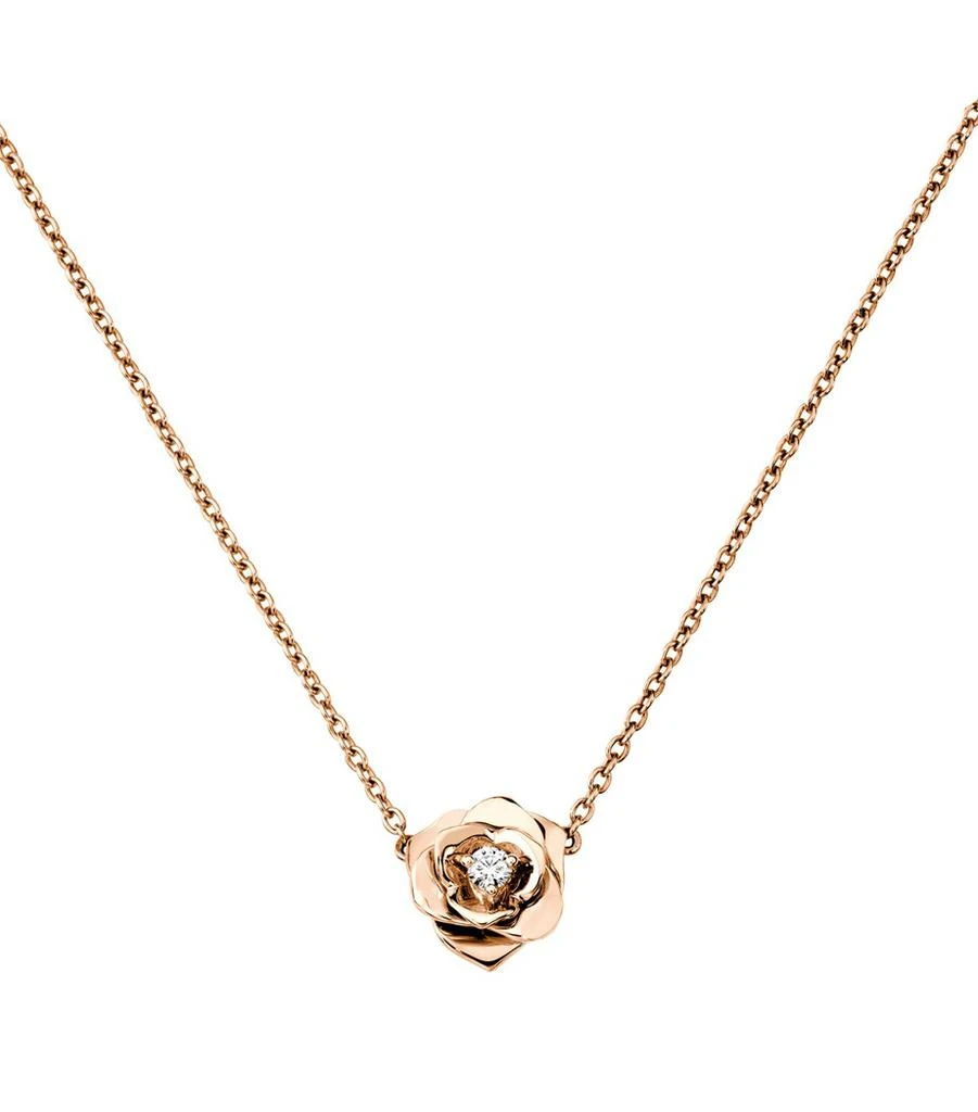 PIAGET Rose Gold and Diamond Rose Pendant Necklace 2