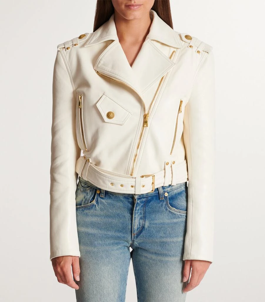 Balmain Leather Belted Biker Jacket 3