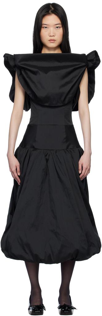 PAULA CANOVAS DEL VAS Black Puff Minidress