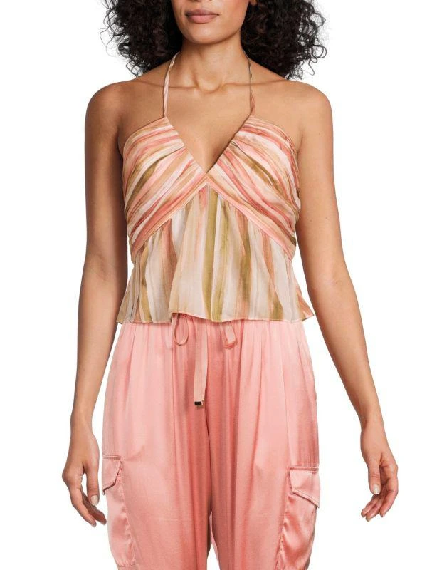 CAMI NYC Rhea Striped Silk Crop Top 1