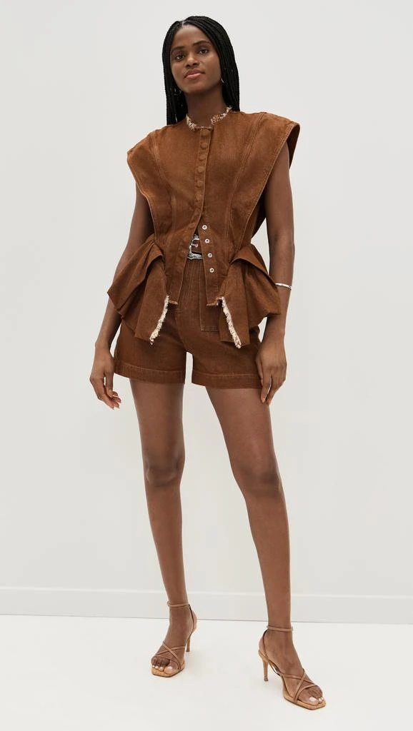 Marques Almeida Brown Denim Shorts With Embellishment Belt 4