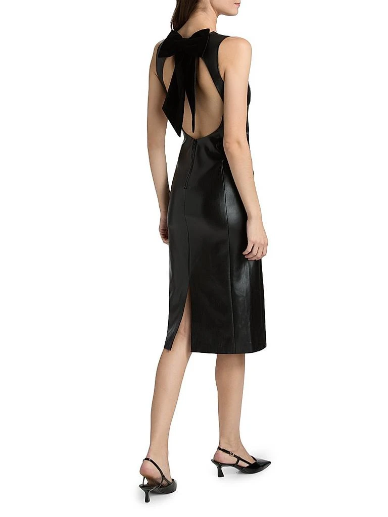 Wynell Velvet Bow-Detail Faux-Leather Midi-Dress  On Sale Now with Up to  40% Off | Discover Exclusive Deals & Savings at BeyondStyle  Authentic  Alice + Olivia dresses|women's|women's  apparel|sleeveless|contemporary|midi-length|faux leather|Women's ...