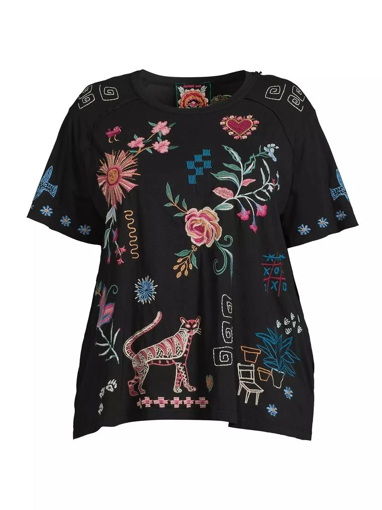 Johnny Was Plus Raw Detail Embroidered Raglan T-Shirt 1