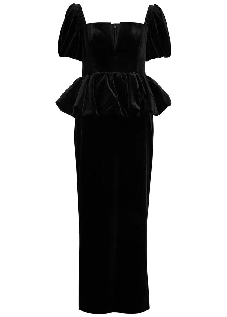 knee length dresses for ladies Black Velvet Embellished Midi Dress – self-portrait-US main image 1