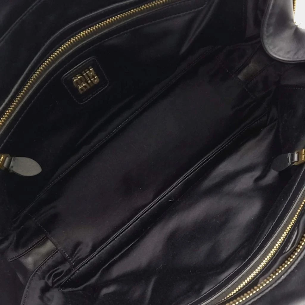 Miu Miu Miu Miu Black Leather  Embossed Logo Bowling Bag 4
