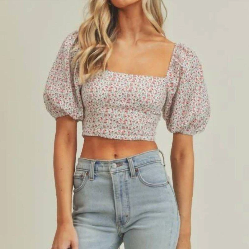 Lush Floral Print Crop Top 1