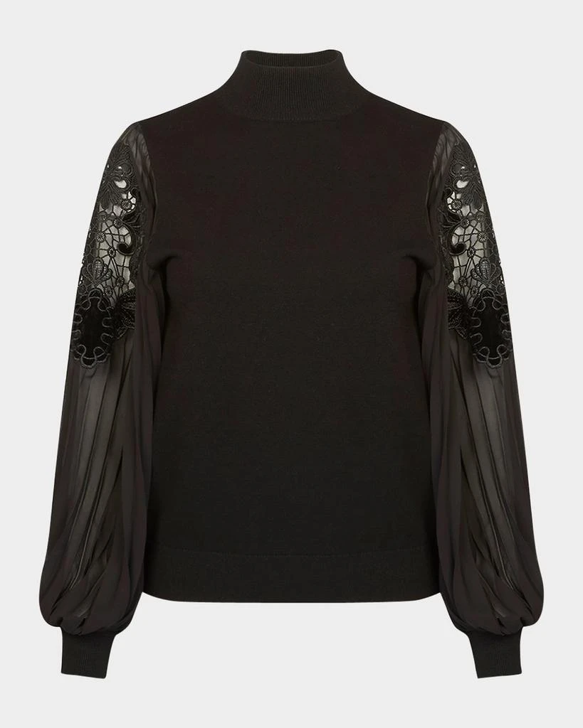 Anne Fontaine Bal Pleated-Sleeve Knit Blouse 1