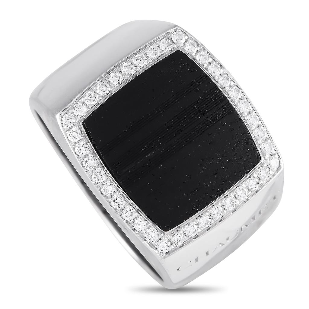 Chaumet 18K White Gold 0.20ct Diamond and Wood Ring CH09-091124