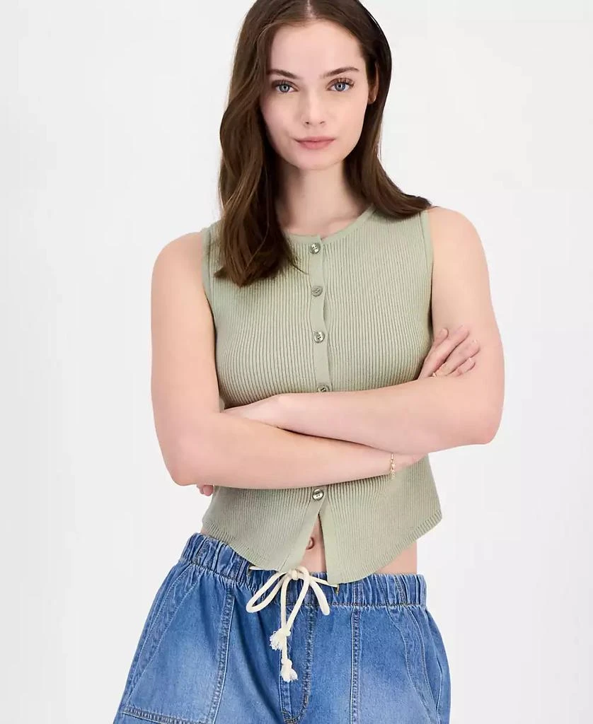 Ultra Flirt Juniors' Button Front Ribbed Sweater Tank 3