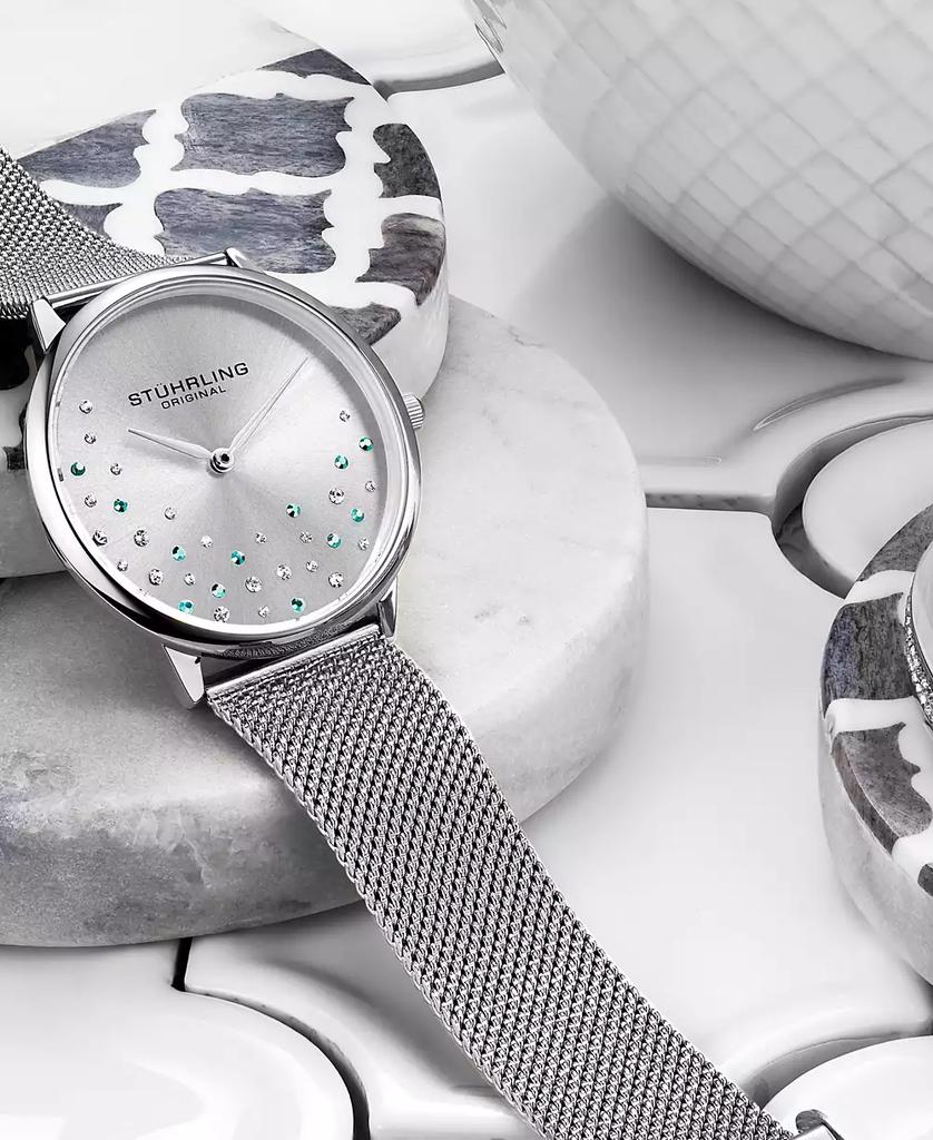 Stuhrling Women's Silver Tone Mesh Stainless Steel Bracelet Watch 38mm